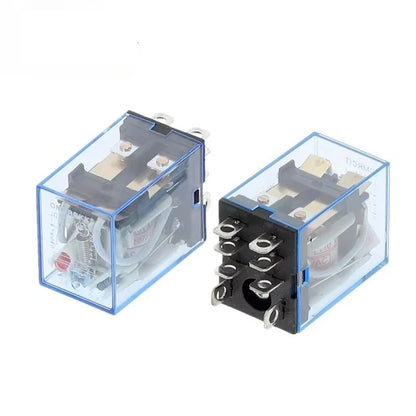 AC 220V DC 24V 12V Small Electromagnetic Relay 5A 8Pin 14Pin Coil Power Relay w Base MY2NJ LY2NJ MY4NJ HH52P HH54P