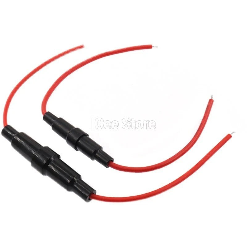 5Pcs Glass Fuse Holder 5*20mm 6*30mm Screw Type 5X20mm with 22 20 18 16 14AWG Wire Cable 250V 5X20MM Glass Fuse Tube Fuse Casing