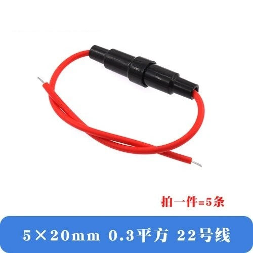 5Pcs Glass Fuse Holder 5*20mm 6*30mm Screw Type 5X20mm with 22 20 18 16 14AWG Wire Cable 250V 5X20MM Glass Fuse Tube Fuse Casing