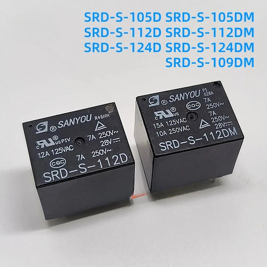 2Pcs Original SANYOU SRD-S Series Relay 5V/9V/12V/24V DC SRD-S-105DM SRD-S-109DM SRD-S-112DM SRD-S-124DM SRD-S-105D SRD-S-112D SRD-S-124D