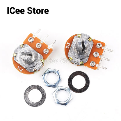 5Pcs WH148 Potentiometer B Type 3Pin 15mm Shaft with Nuts and Washers Variable Resistor Potentiometer B1K  2K B5K B10K B20K B50K B100K B250K B500K B1M