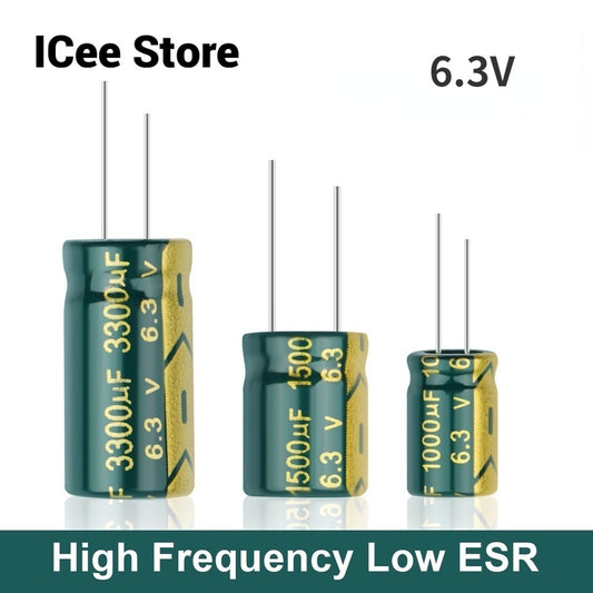 20Pcs Aluminum Electrolytic Capacitor 6.3V High Frequency Low ESR 6.3V 1000UF 1500UF 1800UF 2200UF 3300UF Low Resistance