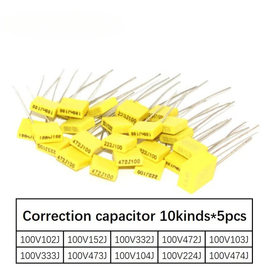 Correction Capacitor Set Assorted Kit 10 Kinds * 5 PCS=50PCS KIT 100V 102J 152J 332J 472J 103J 333J 473J 104J 224J 474J