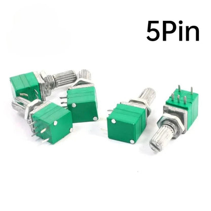 5PCS Industrial Switch RV097G RK097N Audio switch 3/5/6/8 pin B5K/B10K/B20K/B50K/B100K/B500K amplifier sealing potentiometer Shaft length 15mm