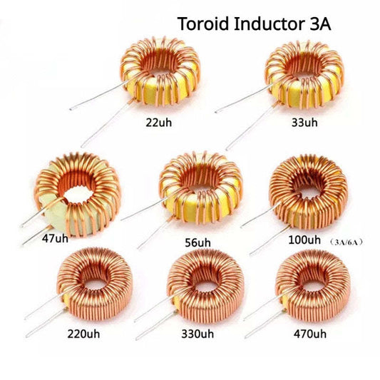 5pcs Toroid Inductor 3A  Magnetic Induction Coil Toroidal Inductor Winding Inductance 22uH 33uH 47uH 5647uH 100uH 220uH 330uH 470uH for LM2596 High Quality