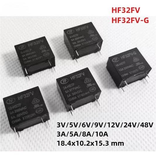 ‌2Pcs Original HF32FV HF32FV-G Power Relays HF32FV-5 HF32FV-12 HF32FV-24 HF32FV-G-3 HF32FV-G-5 HF32FV-G-6 HF32FV-G-9 HF32FV-G-12 HF32FV-G-24 HF32FV-G-48