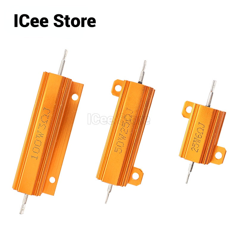 RX24 Wirewound Resistor 50W 100W Aluminum Power Metal Shell Case Wirewound Resistor 1R 2R 4R 5K 6R 8R 10K 15K 20K ohm resistance