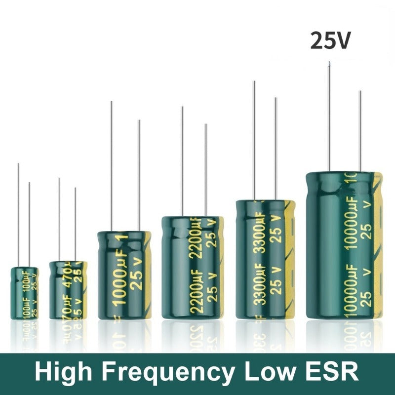 Aluminum Electrolytic Capacitor 25V High Frequency Low ESR 25V 10UF 47UF 100UF 220UF 330UF 470UF 680UF 1000UF 2200UF 4700UF 10000UF