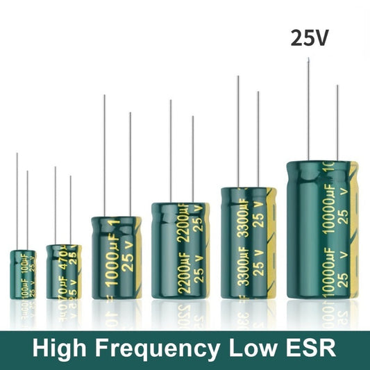 Aluminum Electrolytic Capacitor 25V High Frequency Low ESR 25V 10UF 47UF 100UF 220UF 330UF 470UF 680UF 1000UF 2200UF 4700UF 10000UF