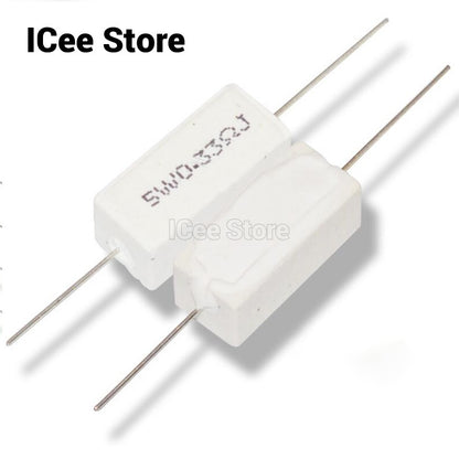 5Pcs 5W Cement Resistor SQP Power Resistor 5% 0.1R-100R 0.1R 0.22R 0.5R 1R 2.2R 4.7R 5R 10R 15R 20R 22R 47R 100R Ohm