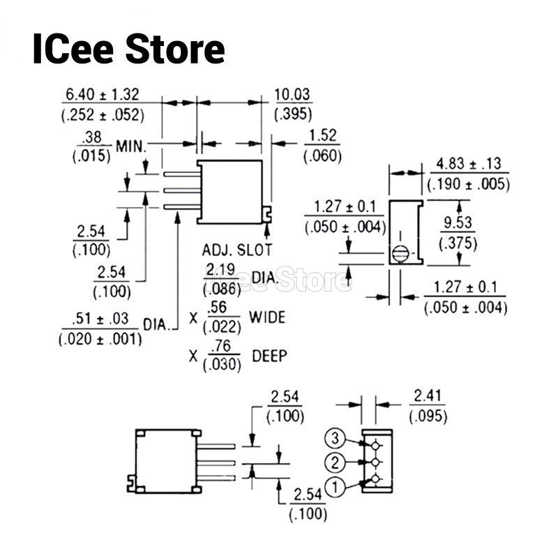20Pcs 3296X Potentiometer 3296 Trimpot Trimmer 1K 2K 5K 10K 20K 50K 100K 200K 500K 1M Ohm 100R 200R 500R