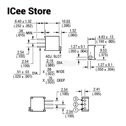20Pcs 3296X Potentiometer 3296 Trimpot Trimmer 1K 2K 5K 10K 20K 50K 100K 200K 500K 1M Ohm 100R 200R 500R