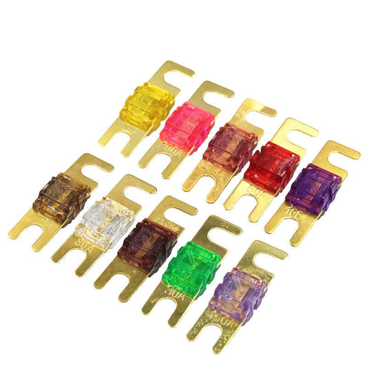 2Pcs ANS Gold Plated Stud Car Fuses Mini Car Stereo Audio AFS Fuse 20A 30A 40A 50A 60A 70A 80A 100A 125A 150A 175A 200A