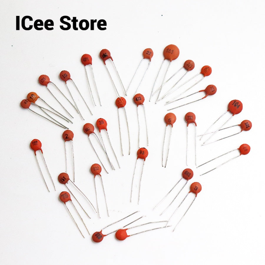 100pcs Ceramic Capacitor Set Assorted Kit 50V 5pF-0.22uF