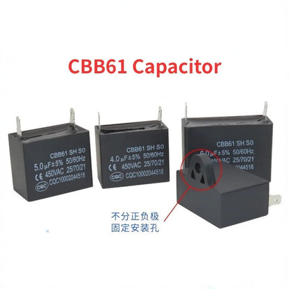 CBB61 Capacitor Air Conditioner Fan Start Capacitor 450V 1UF 1.5UF 2UF 3UF 3.5UF 5UF 6UF 8UF 10UF 12UF