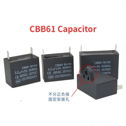 CBB61 Capacitor Air Conditioner Fan Start Capacitor 450V 1UF 1.5UF 2UF 3UF 3.5UF 5UF 6UF 8UF 10UF 12UF