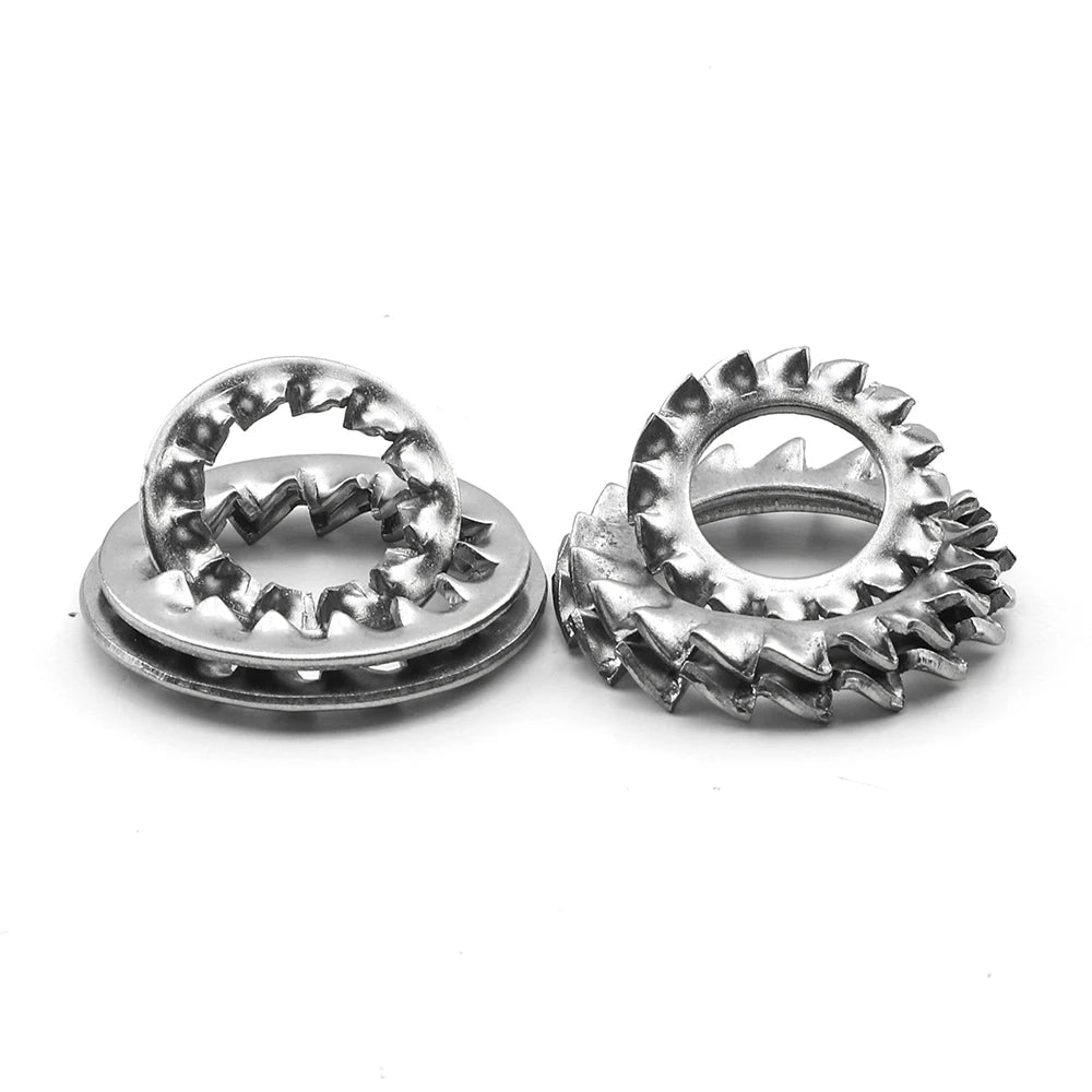 JUIDINTO 5-50pcs Internal External Teeth Lock Washers Stainless Steel M3-M30 Metal Serrated Lock Washer
