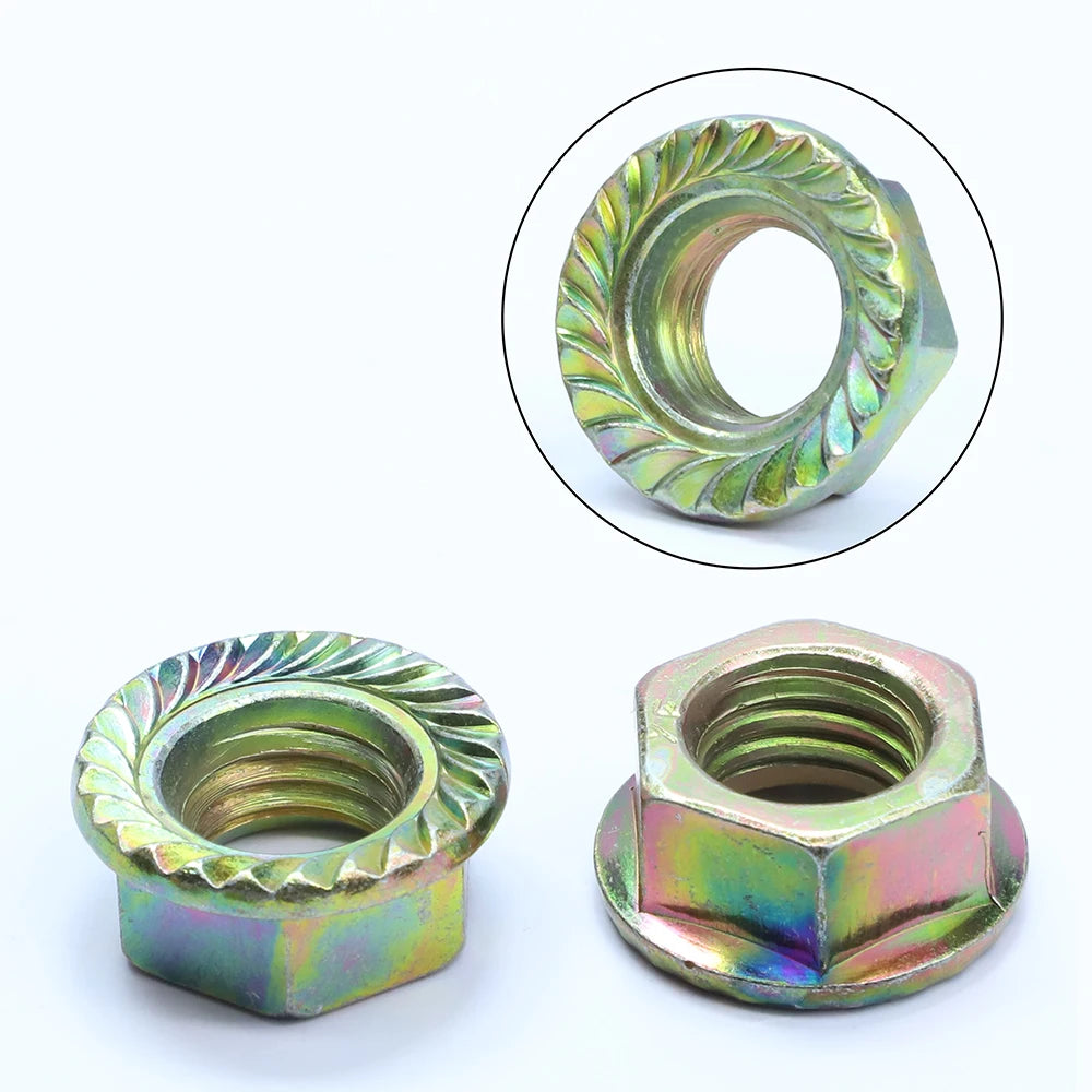M3 M4 M5 M6 M8 M10 M12 M14 M16 Hex Hexagonal Flange Nuts Zinc Plated Carbon Steel Metric Serrated Flange Hex Lock Nuts