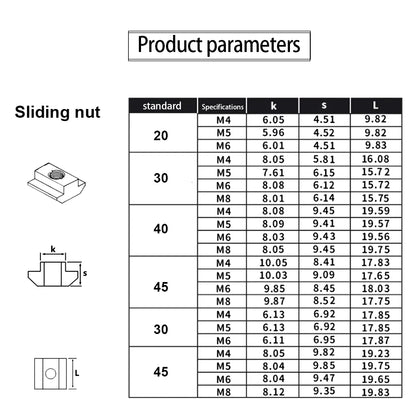 5-10pcs T Block Sliding Nut M3 M5 M6 M8 Zinc/Nickel Plated Roll in Spring T-nut with Ball for 20 30 40 45 Aluminum Profile Slot