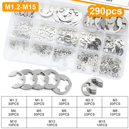 External Retaining Ring E Clip Kit M1.2 M2 M3 M4 M5 M6 M8 M10 M12 Stainless Steel Carbon Steel Circlip Snap Ring Assortment Set