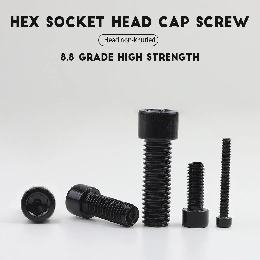 JUIDINTO 2-30pcs Allen Head Cap Screw Black Grade 8.8 M3 M4 M5 M6 M8 M10 Hex Hexgon Socket Cap Head Screw Bolt for Furniture