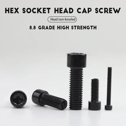 JUIDINTO 2-30pcs Allen Head Cap Screw Black Grade 8.8 M3 M4 M5 M6 M8 M10 Hex Hexgon Socket Cap Head Screw Bolt for Furniture