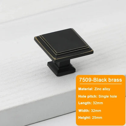 JUIDINTO 16-32mm Kitchen Shoes Cabinet Handle Square Single Hole Drawer Door Handle Vintage Brass Small Drawer Furniture Handle