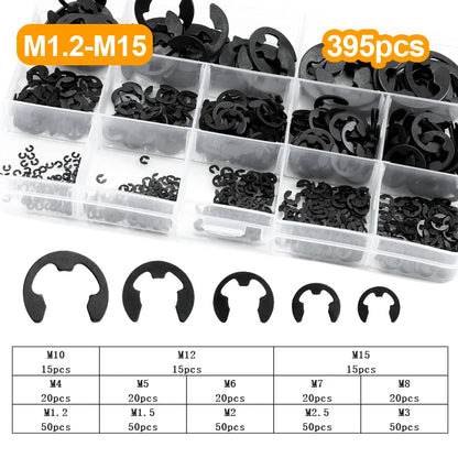 External Retaining Ring E Clip Kit M1.2 M2 M3 M4 M5 M6 M8 M10 M12 Stainless Steel Carbon Steel Circlip Snap Ring Assortment Set