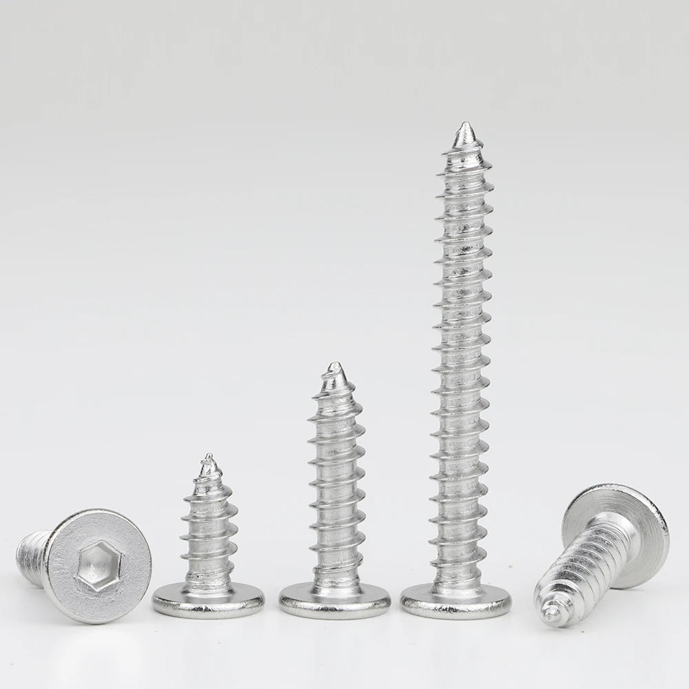 10-50pcs Hex Socket Ultra Thin Flat Head Self Tapping Screw Stainless Steel M2 M3 M4 M5 M6 Super Low Wafer Head Tapping Screw