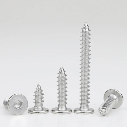 10-50pcs Hex Socket Ultra Thin Flat Head Self Tapping Screw Stainless Steel M2 M3 M4 M5 M6 Super Low Wafer Head Tapping Screw
