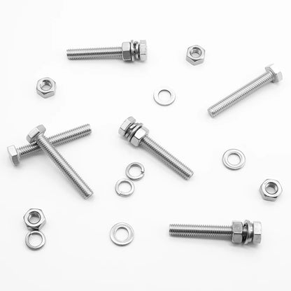 1-5sets Hex Bolt Nuts Set and Flat & Spring Lock Washer 304 Stainless Steel M3 M4 M5 M6 M8 Hexagon Head Combination Screws