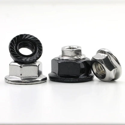 JUIDINTO 1-50pcs Hex Flange Nut M3 M4 M5 M6 M8 M10 M12 Stainless Steel/Carbon Steel Serrated Flange Lock Nut for Automobiles