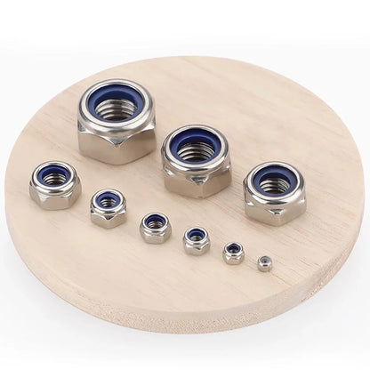 JUIDINTO Fine Thread Pitch Hex Nylon Insert Locknut M6 M8 M10 M12 M14 M16 M18 M20 Stainless Steel Fine Thread Hexagon Lock Nut