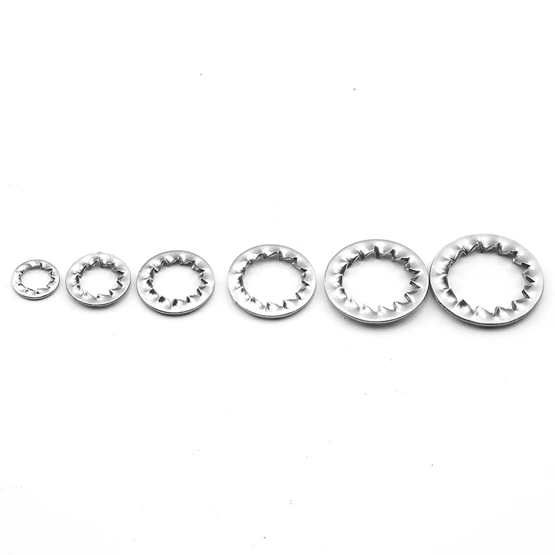 JUIDINTO 5-50pcs Internal External Teeth Lock Washers Stainless Steel M3-M30 Metal Serrated Lock Washer