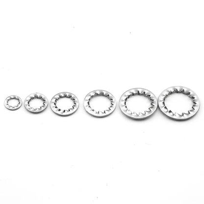 JUIDINTO 5-50pcs Internal External Teeth Lock Washers Stainless Steel M3-M30 Metal Serrated Lock Washer
