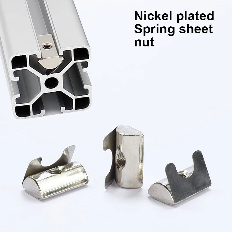 5-10pcs T Block Sliding Nut M3 M5 M6 M8 Zinc/Nickel Plated Roll in Spring T-nut with Ball for 20 30 40 45 Aluminum Profile Slot