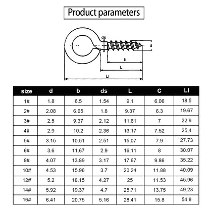 JUIDINTO 5~30pcs Sheep Eye Self-tapping Screw Hook Screws 1# 2# 3# 4# 5# 6# 8# 10# 12# 14# 16# Eyepins Hook Eyelets Screw