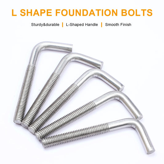 JUIDINTO 1/3/5pcs L Shaped Hook Bolt Screw M4 M5 M6 M8 M10 M12 Stainless Steel Right Angle Anchor Bolts