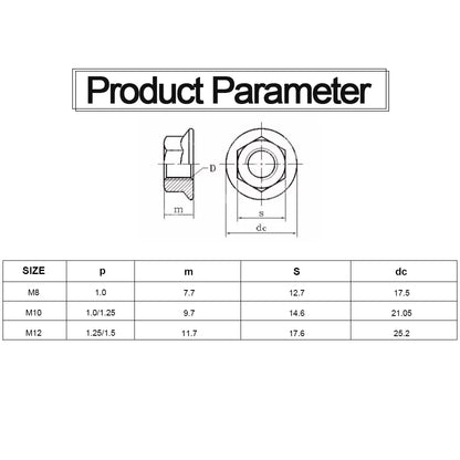 JUIDINTO 2-20pcs Fine Pitch Hex Hexagonal Flange Nuts M6 M8 M10 M12 M14 Stainless Steel Metric Serrated Flange Hex Lock Nuts
