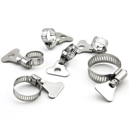 JUIDINTO 2-10pcs Worm Gear Hose Clamp 6-95mm Adjustable Key Clamp Hose Clip Stainless Steel for Water Pipe Automotive Mechanical