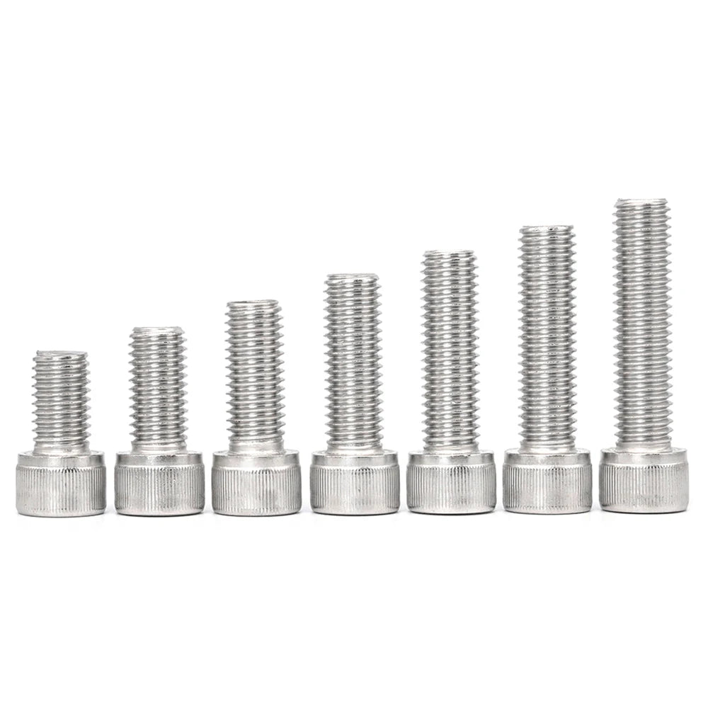 JUIDINTO 2-50PCS 12.9 Grade Nickel Plated Knurled Hex Socket Head Cap Screw M1.6 M2 M2.5 M3 M4 M5-M12 Allen Machine Screw Bolt