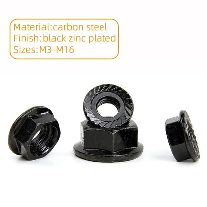 JUIDINTO 1-50pcs Hex Flange Nut M3 M4 M5 M6 M8 M10 M12 Stainless Steel/Carbon Steel Serrated Flange Lock Nut for Automobiles