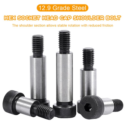 1–5Pieces 12.9 Grade Steel Hex Socket Shoulder Screw M5 M6 M8 M10 M12 M16 Socket Head Cap Shoulder Bolt for Heavy Duty Machinery