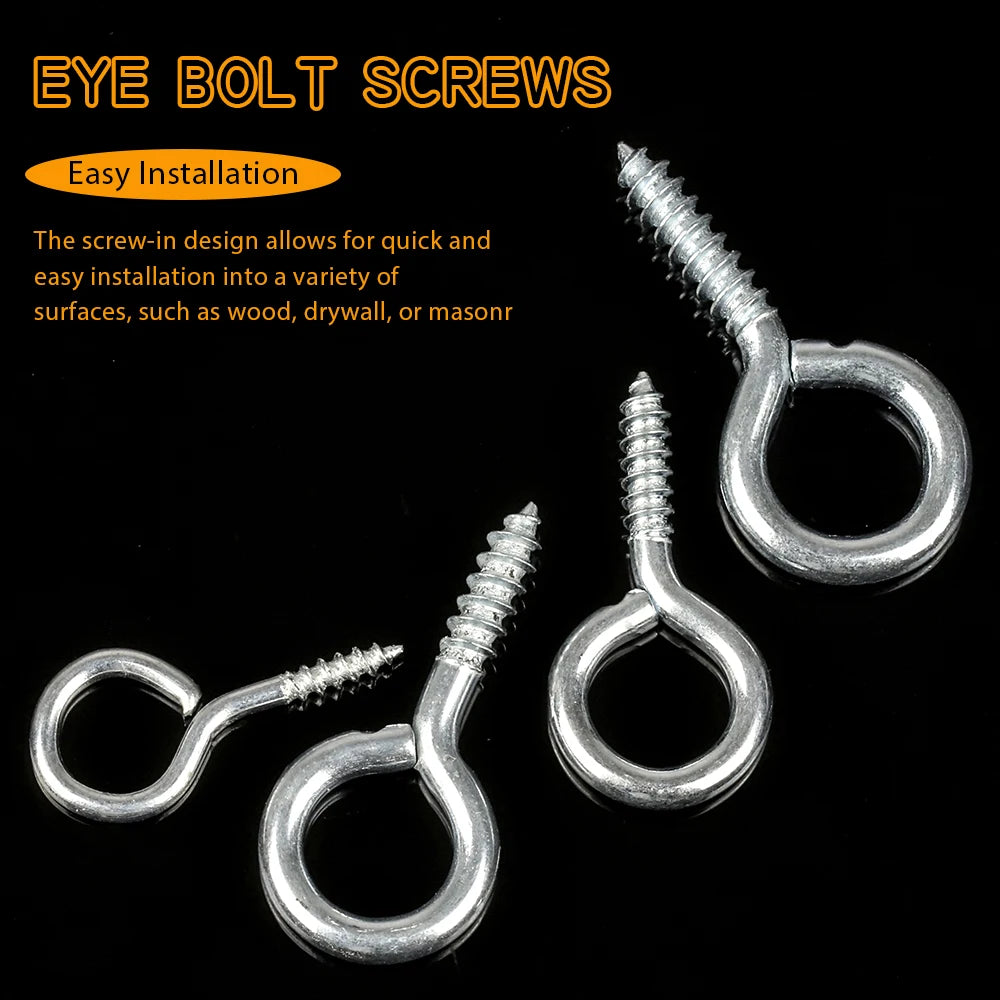 JUIDINTO 5~30pcs Sheep Eye Self-tapping Screw Hook Screws 1# 2# 3# 4# 5# 6# 8# 10# 12# 14# 16# Eyepins Hook Eyelets Screw