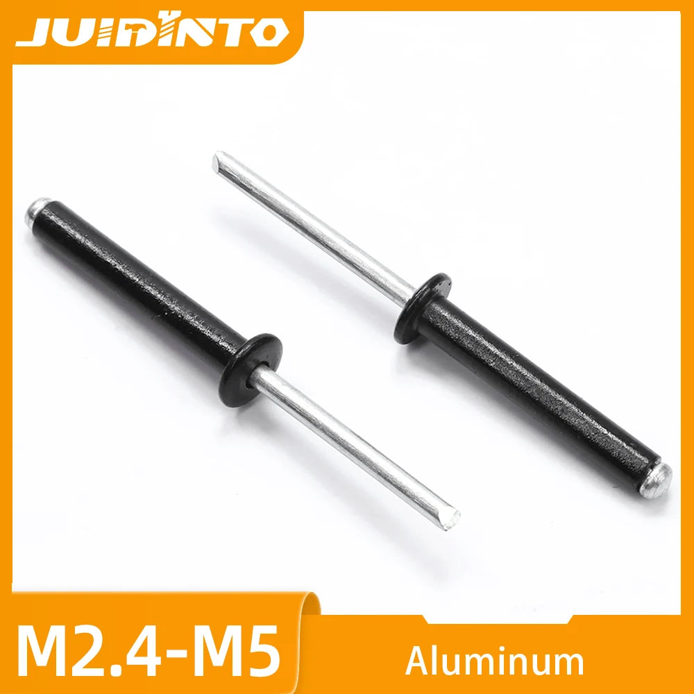 JUIDINTO 5~50pcs Aluminum Blind Rivet M2.4 M2.8 M3.2 M4 M5 Black Dome Head Blind Pop Rivets for Metal Plastic