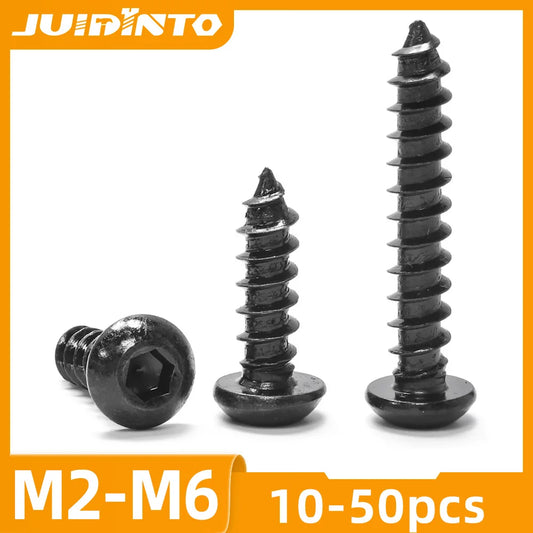 10-50pcs Hex Socket Button Head Self Tapping Screw M2 M2.5 M3 M3.5 M4 M5 M6 Carbon Steel Hex Socket Round Head Wood Screws