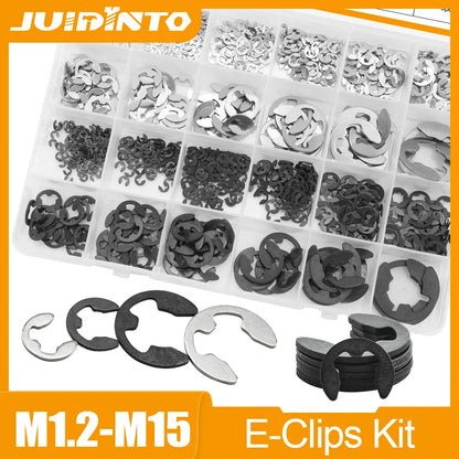 External Retaining Ring E Clip Kit M1.2 M2 M3 M4 M5 M6 M8 M10 M12 Stainless Steel Carbon Steel Circlip Snap Ring Assortment Set