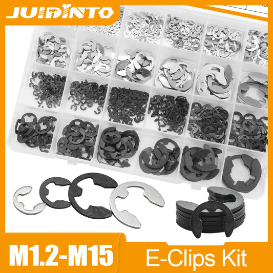 External Retaining Ring E Clip Kit M1.2 M2 M3 M4 M5 M6 M8 M10 M12 Stainless Steel Carbon Steel Circlip Snap Ring Assortment Set