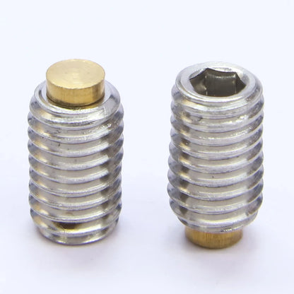 JUIDINTO 1-20PCS/bag 304 Stainless Steel Hex Socket Set Screws with Brass Tip M3 M4 M5 M6 M8 M10 M12 M16 Allen Grub Screws