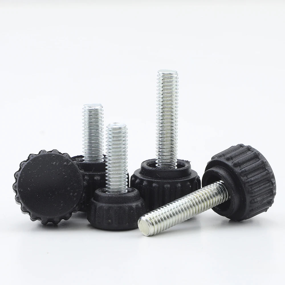 JUIDINTO 1/2/3pcs Plastic Knurled Round Head Handle Thumb Screw M3 M4 M5 M6 M8 M10 Nylon Black Bakelite Hand Tighten Bolt